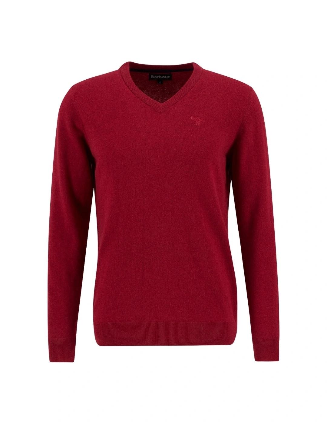 Barbour Jersey Rojo cuello pico