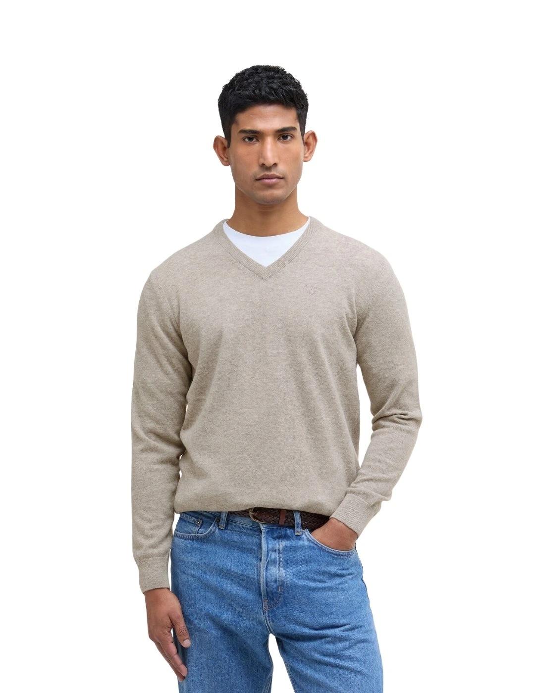 Barbour Jersey Azul marino cuello pico