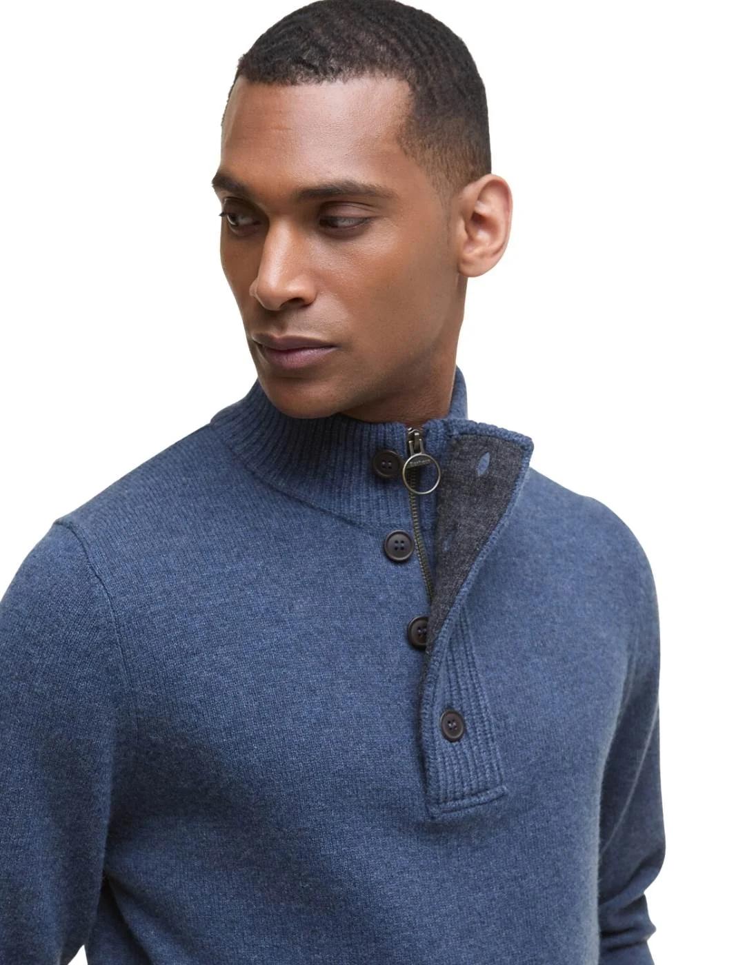 Barbour Jersey Azul cuello botones