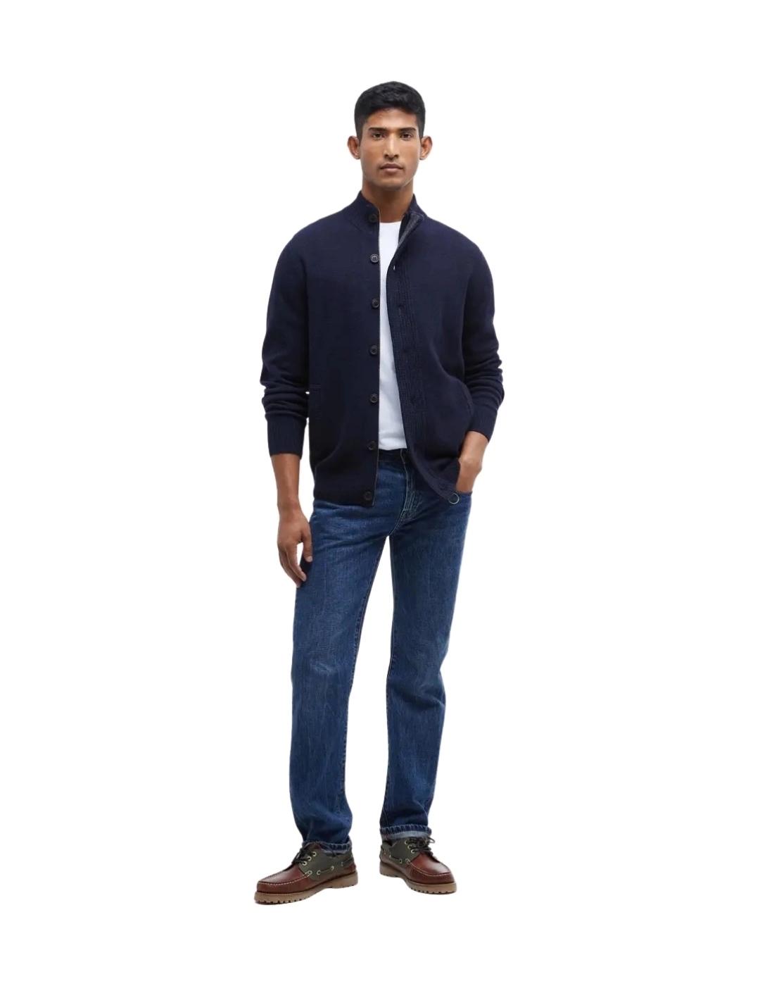 Barbour Cárdigan Azul marino cremallera y botones