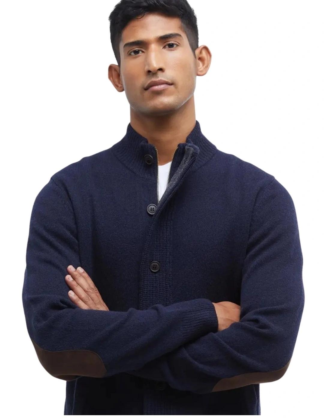 Barbour Cárdigan Azul marino cremallera y botones