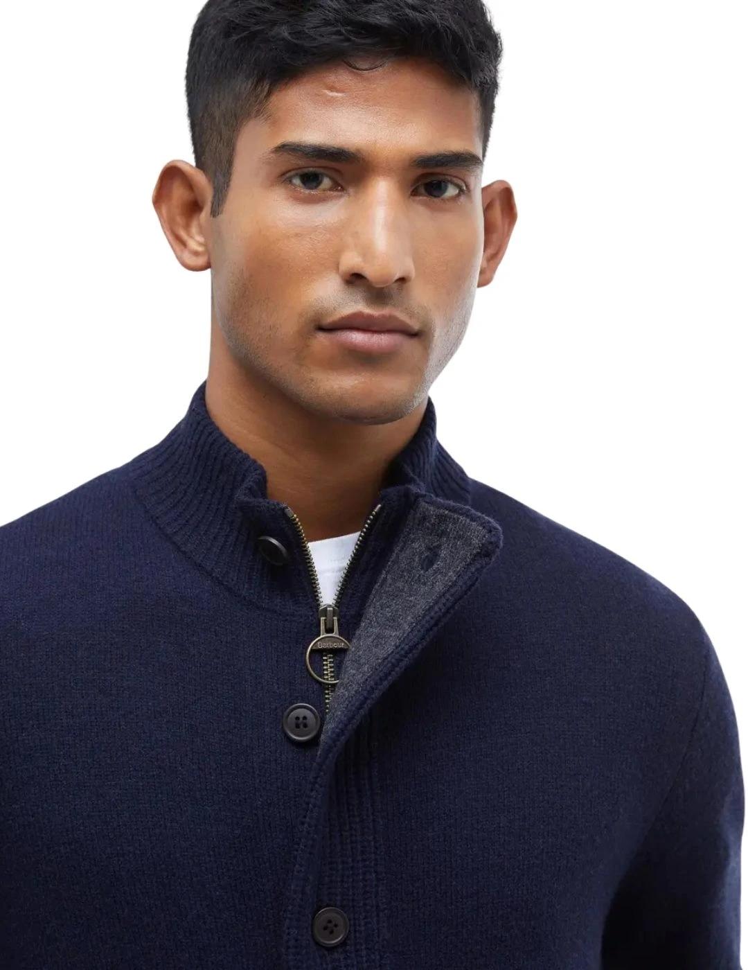Barbour Cárdigan Azul marino cremallera y botones