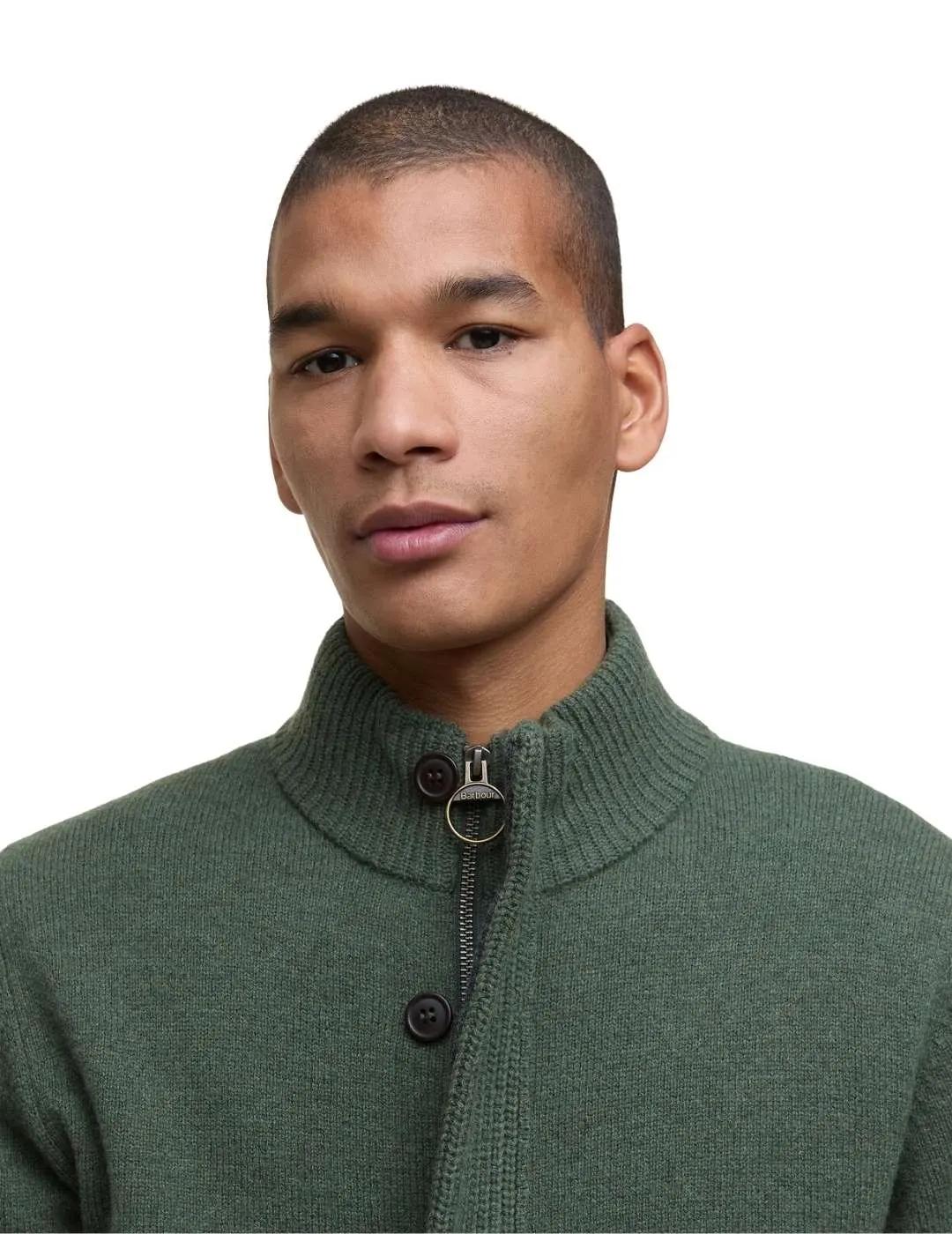 Barbour Cárdigan Verde cremallera y botones