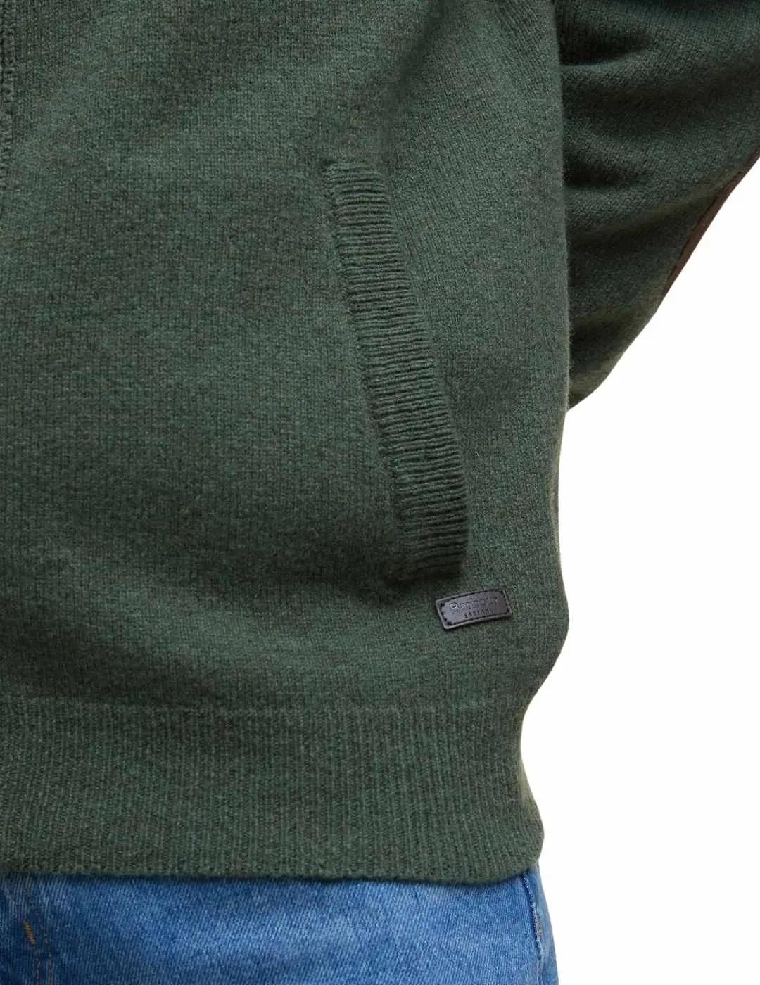 Barbour Cárdigan Verde cremallera y botones