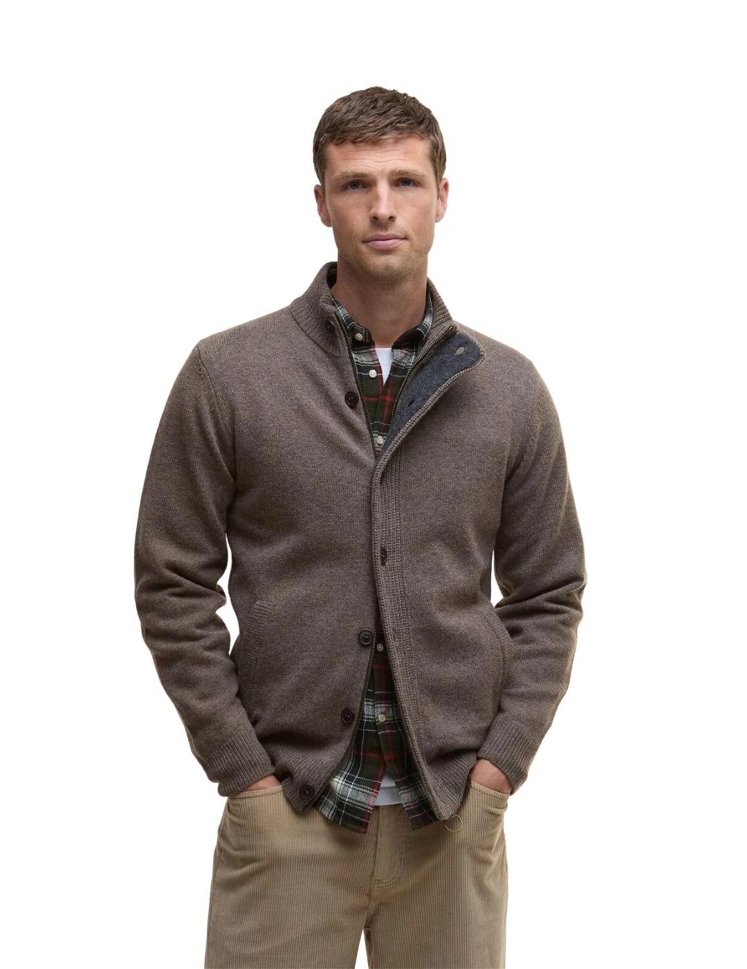 Barbour Cárdigan Verde cremallera y botones