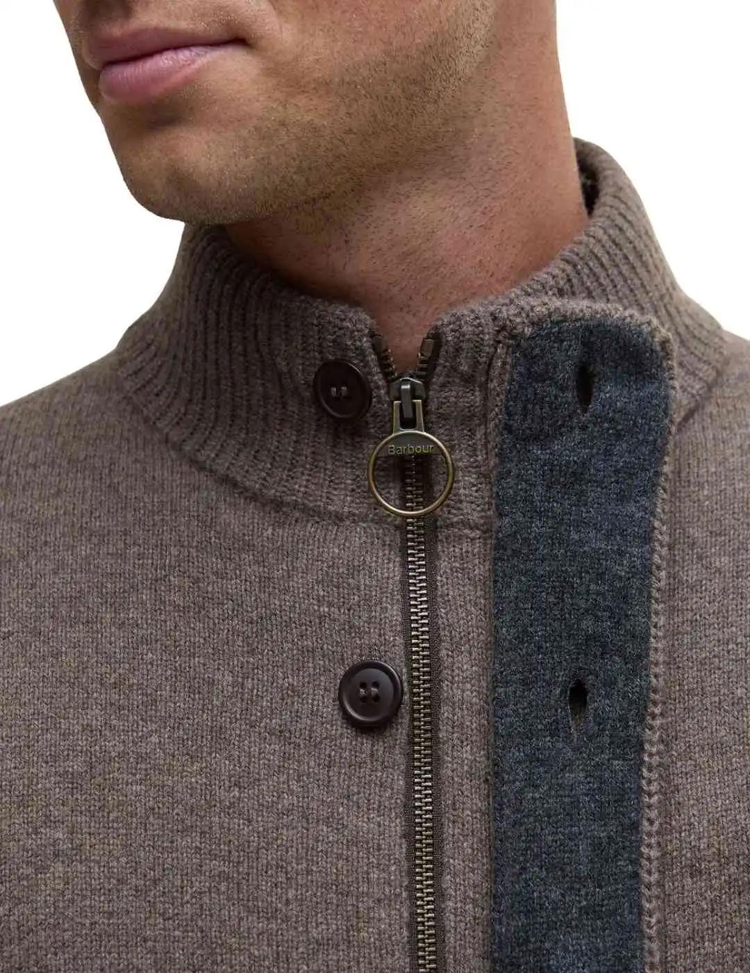 Barbour Cárdigan Marrón cremallera y botones