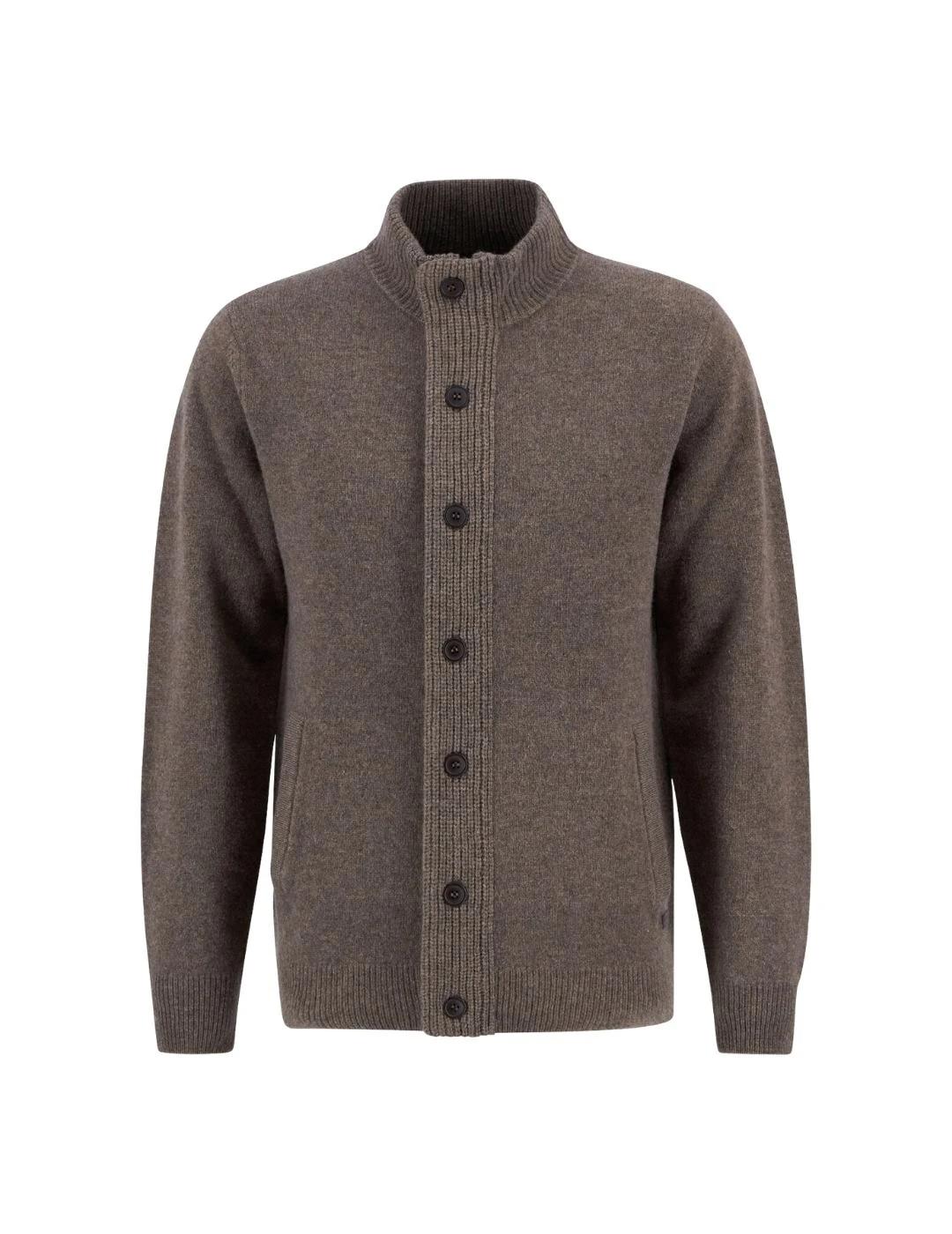 Barbour Cárdigan Marrón cremallera y botones