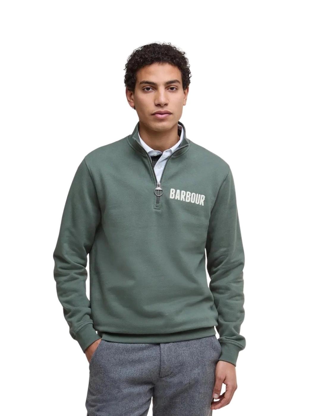 Barbour Sudadera Verde media cremallera