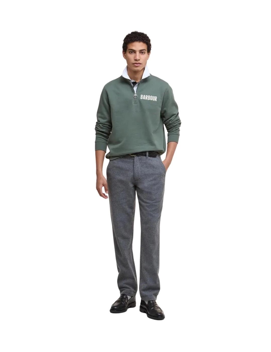 Barbour Sudadera Verde media cremallera