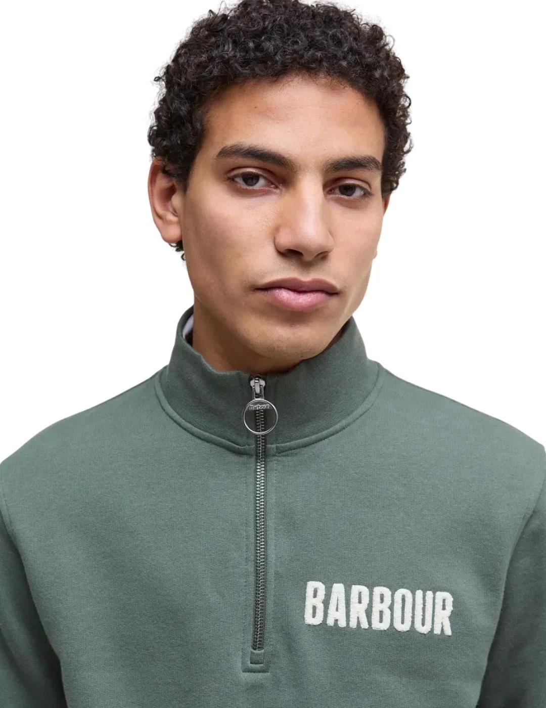 Barbour Sudadera Verde media cremallera
