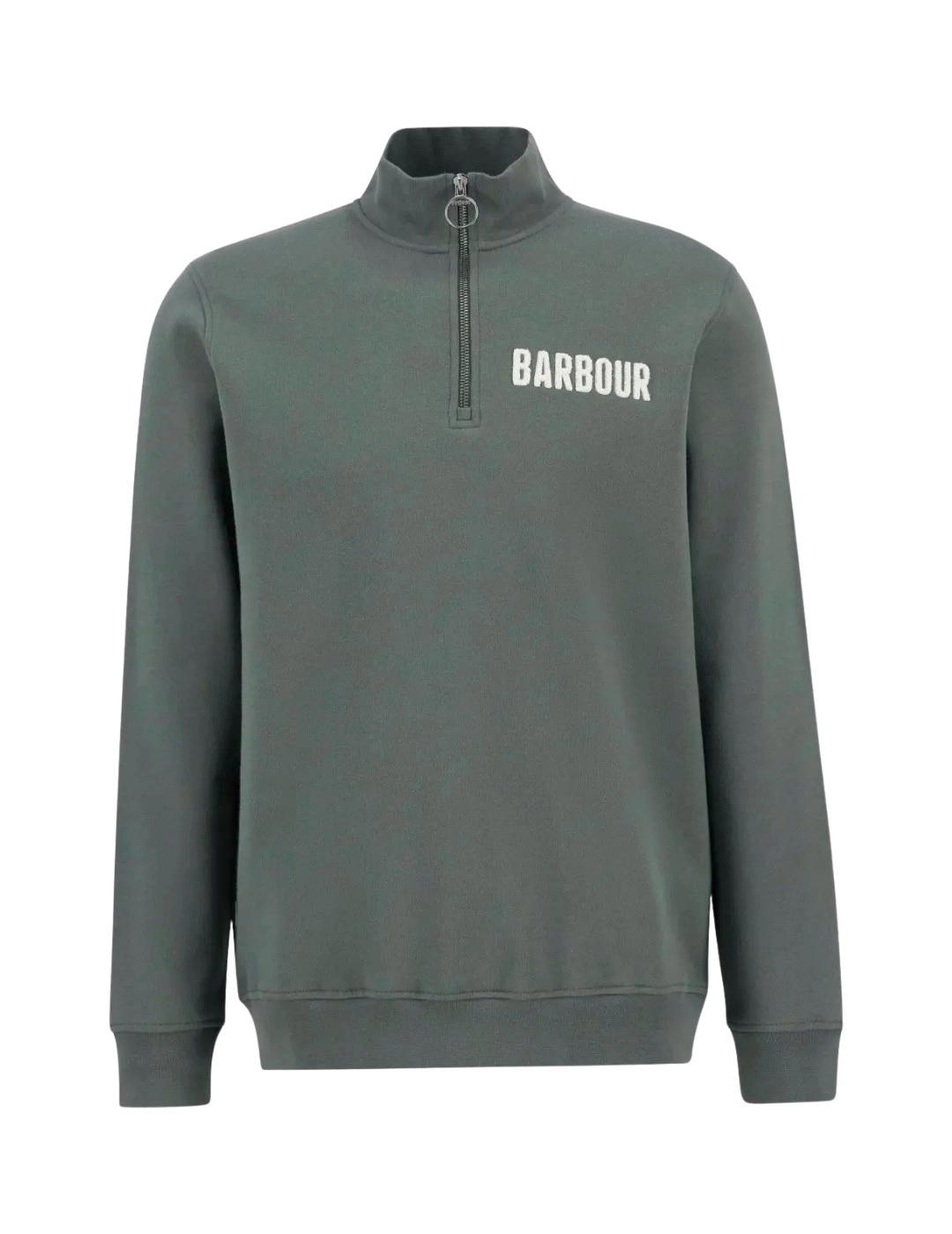 Barbour Sudadera Verde media cremallera