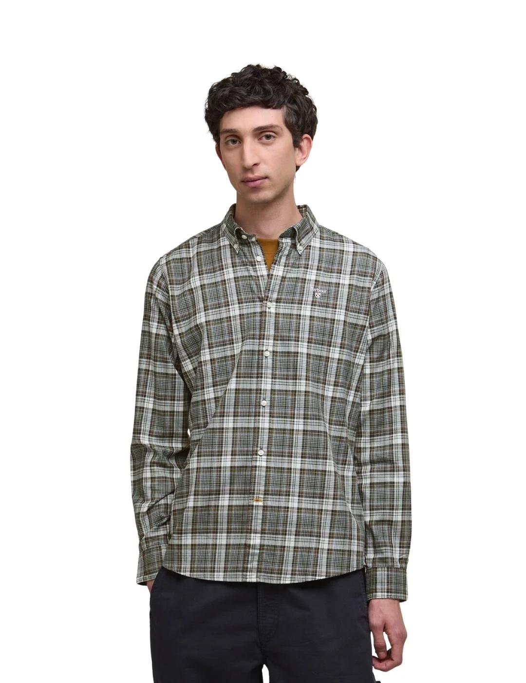 Barbour Camisa Mosswood Verde y gris