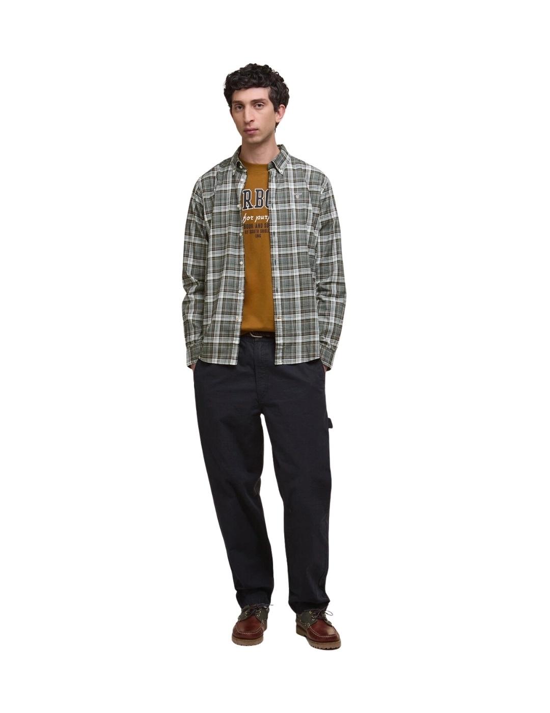 Barbour Camisa Mosswood Verde y gris