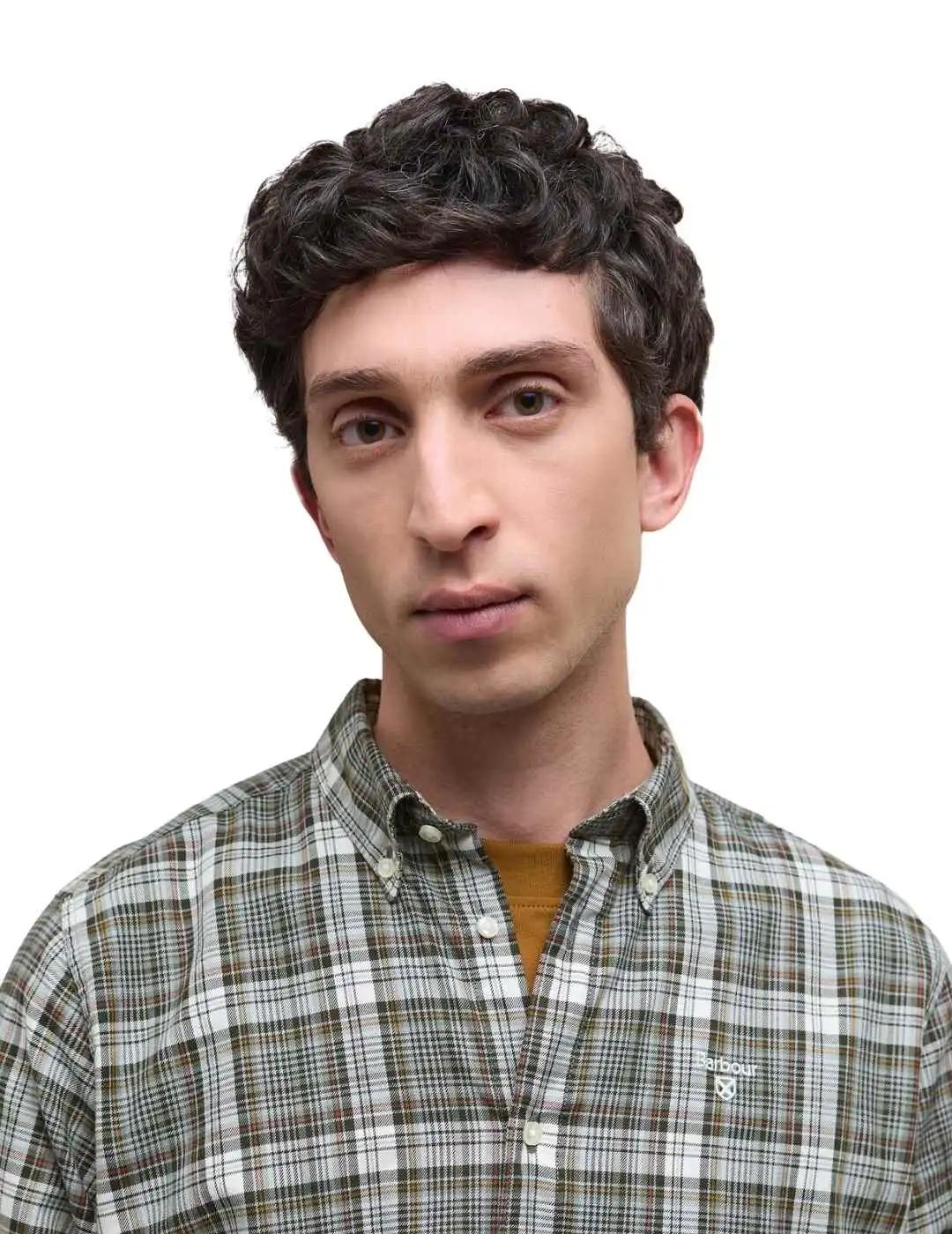 Barbour Camisa Mosswood Verde y gris