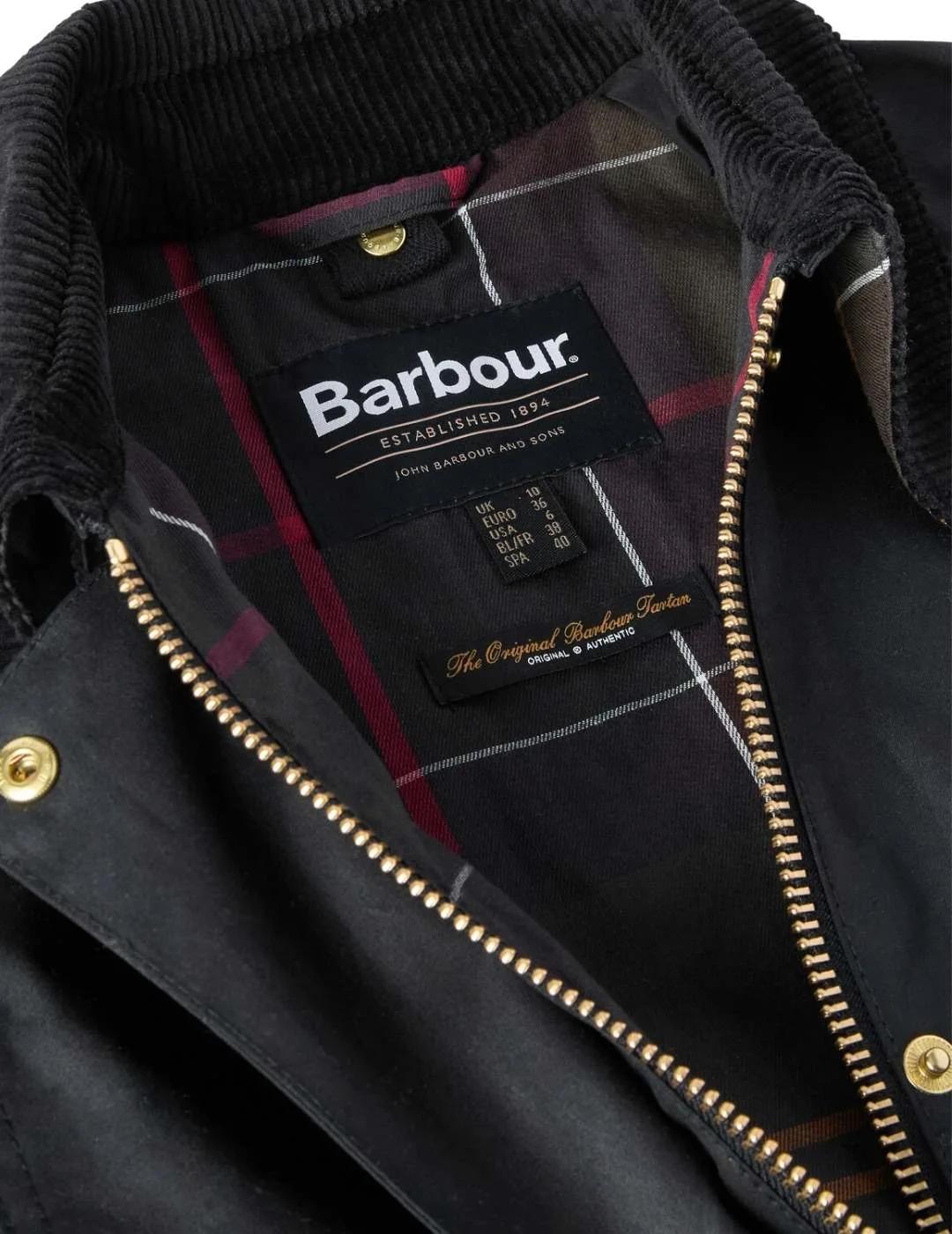 Barbour Chaqueta Long Beadnell Wax Jacket Negro