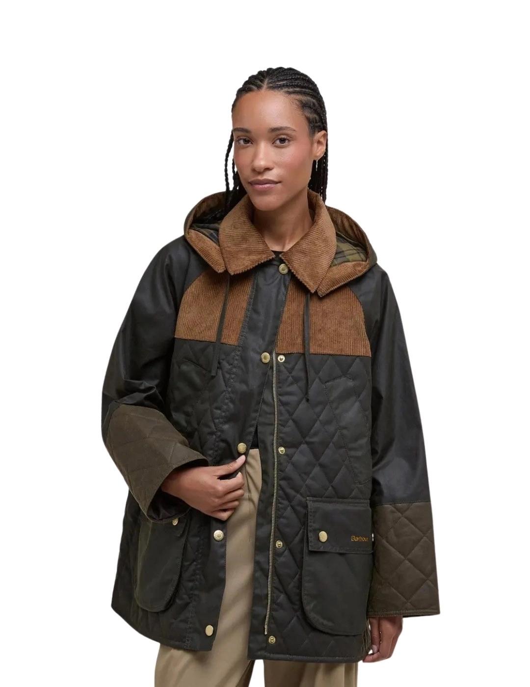 Barbour Chaqueta Imelda Wax Verde y marrón