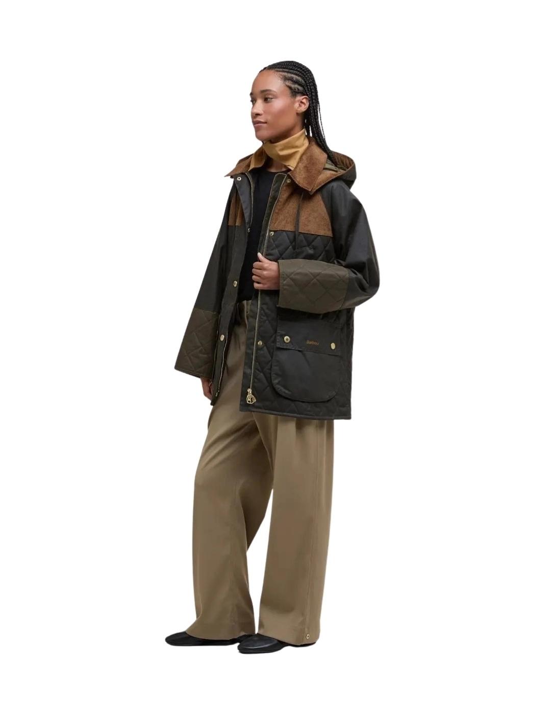 Barbour Chaqueta Imelda Wax Verde y marrón