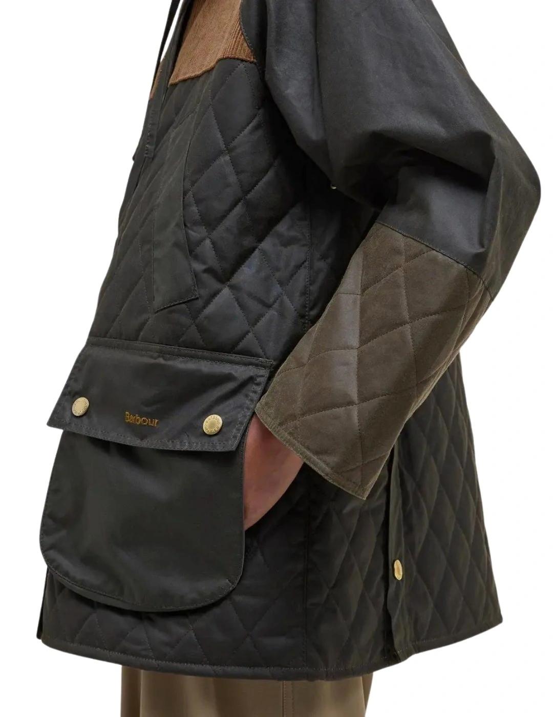 Barbour Chaqueta Imelda Wax Verde y marrón