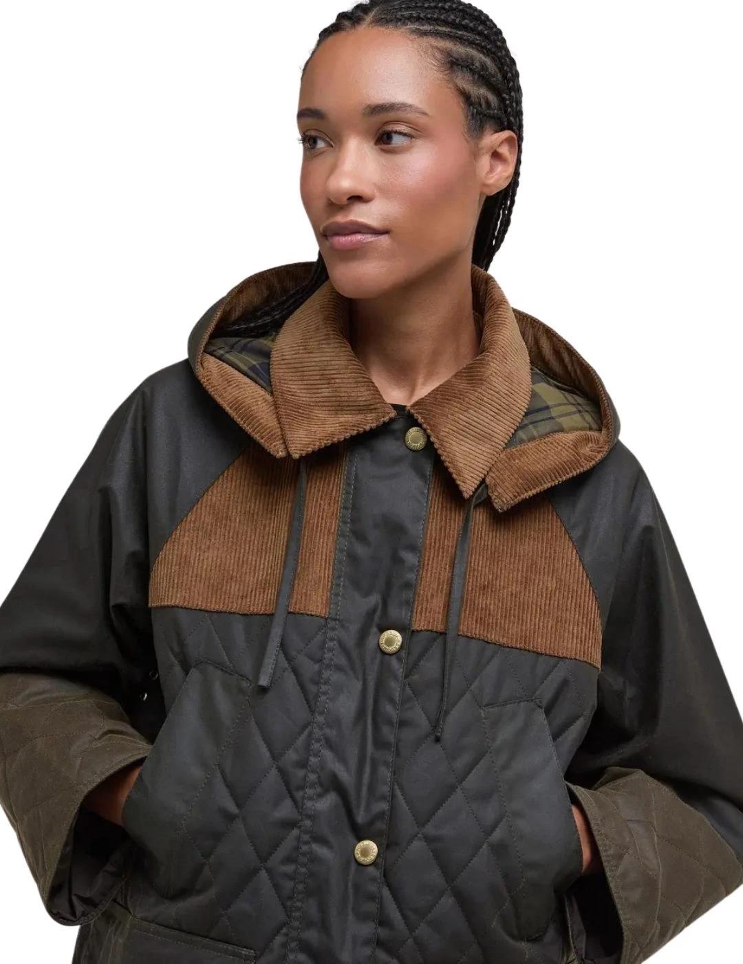 Barbour Chaqueta Imelda Wax Verde y marrón