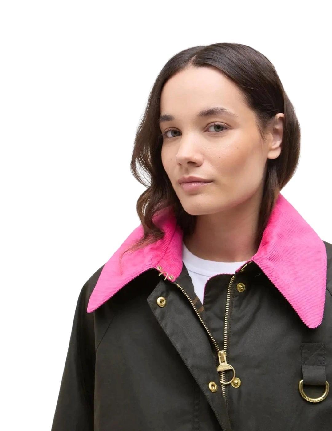 Barbour Chaqueta Icons Spey Wax Verde y rosa