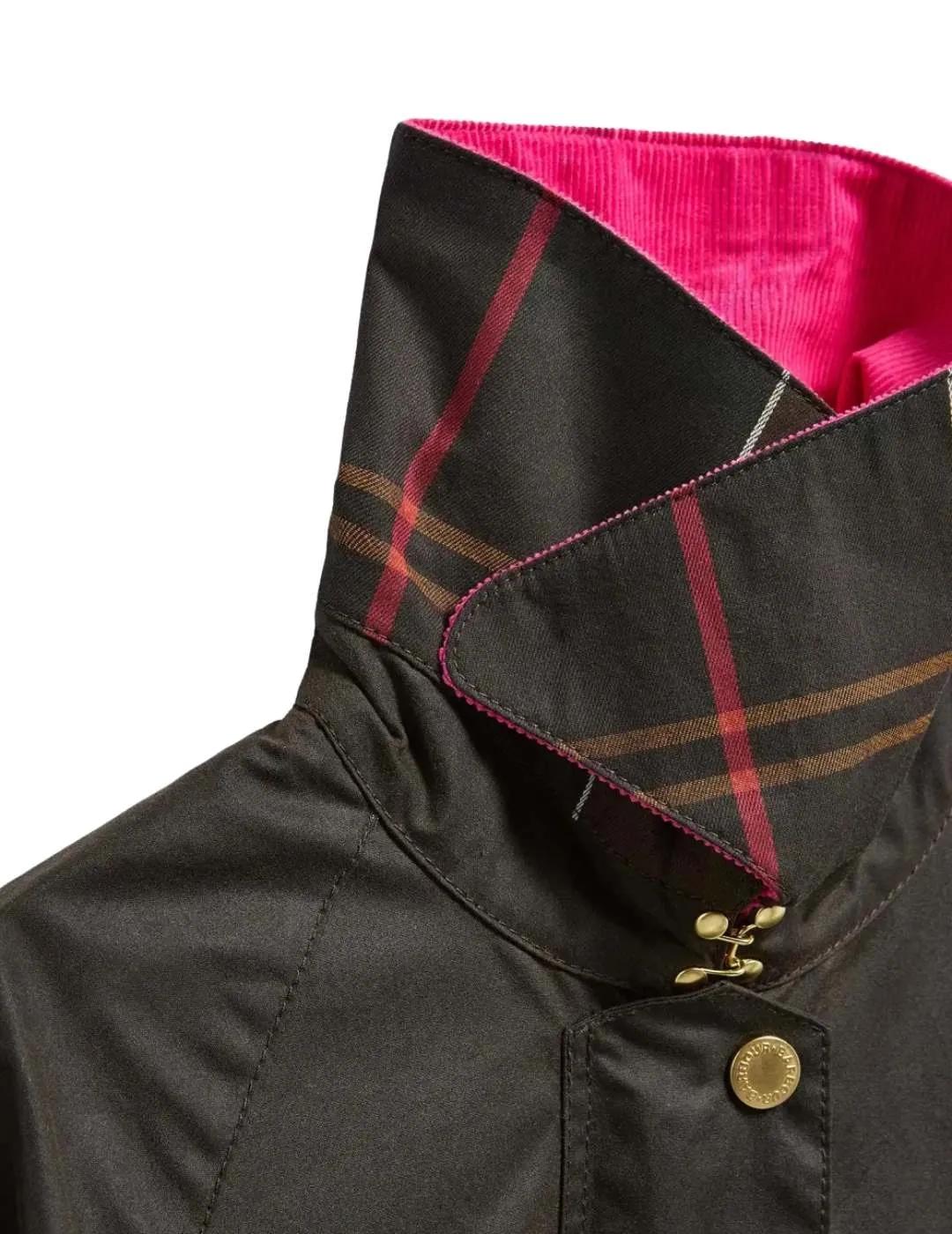 Barbour Chaqueta Icons Spey Wax Verde y rosa