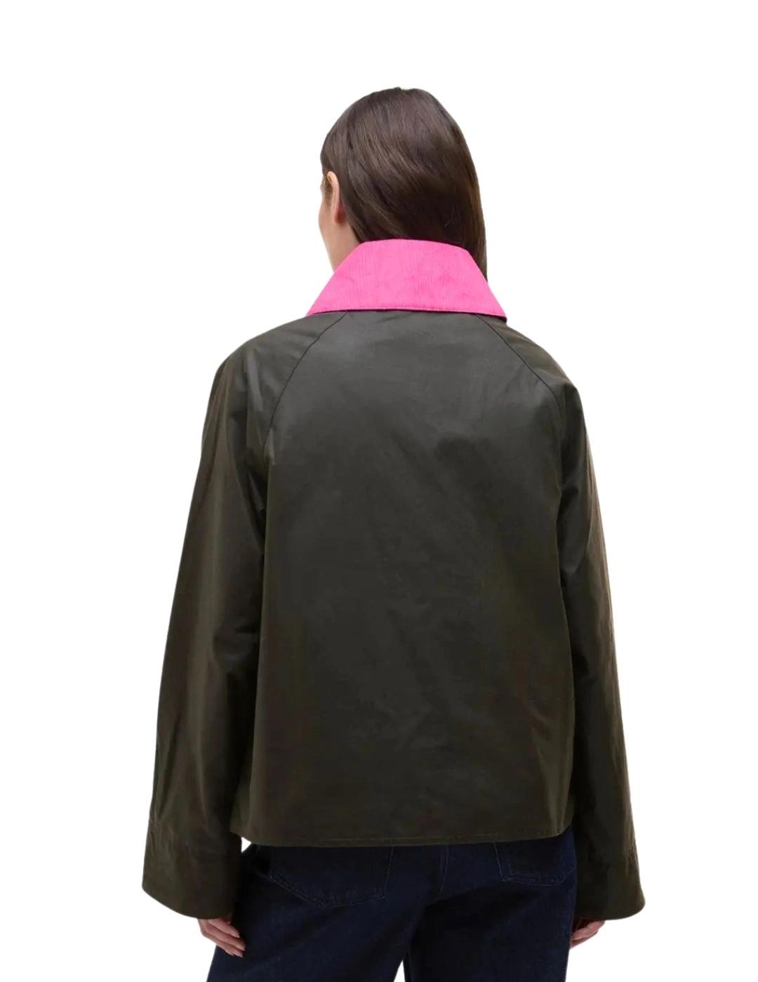 Barbour Chaqueta Icons Spey Wax Verde y rosa