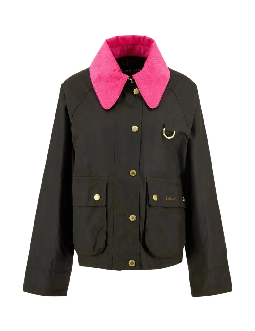 Barbour Chaqueta Icons Spey Wax Verde y rosa