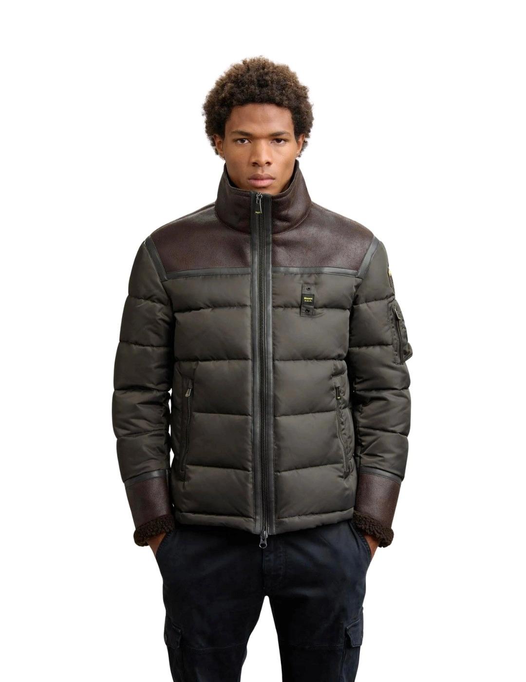 Blauer Chaqueta Organ de piel Negro oliva