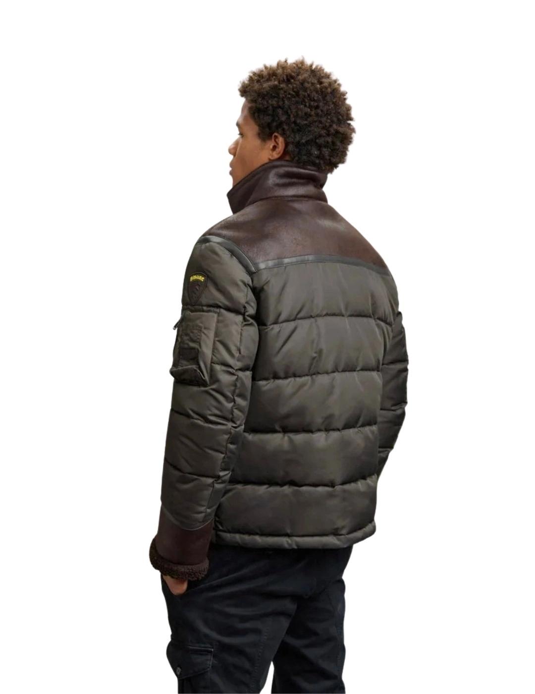 Blauer Chaqueta Organ de piel Negro oliva