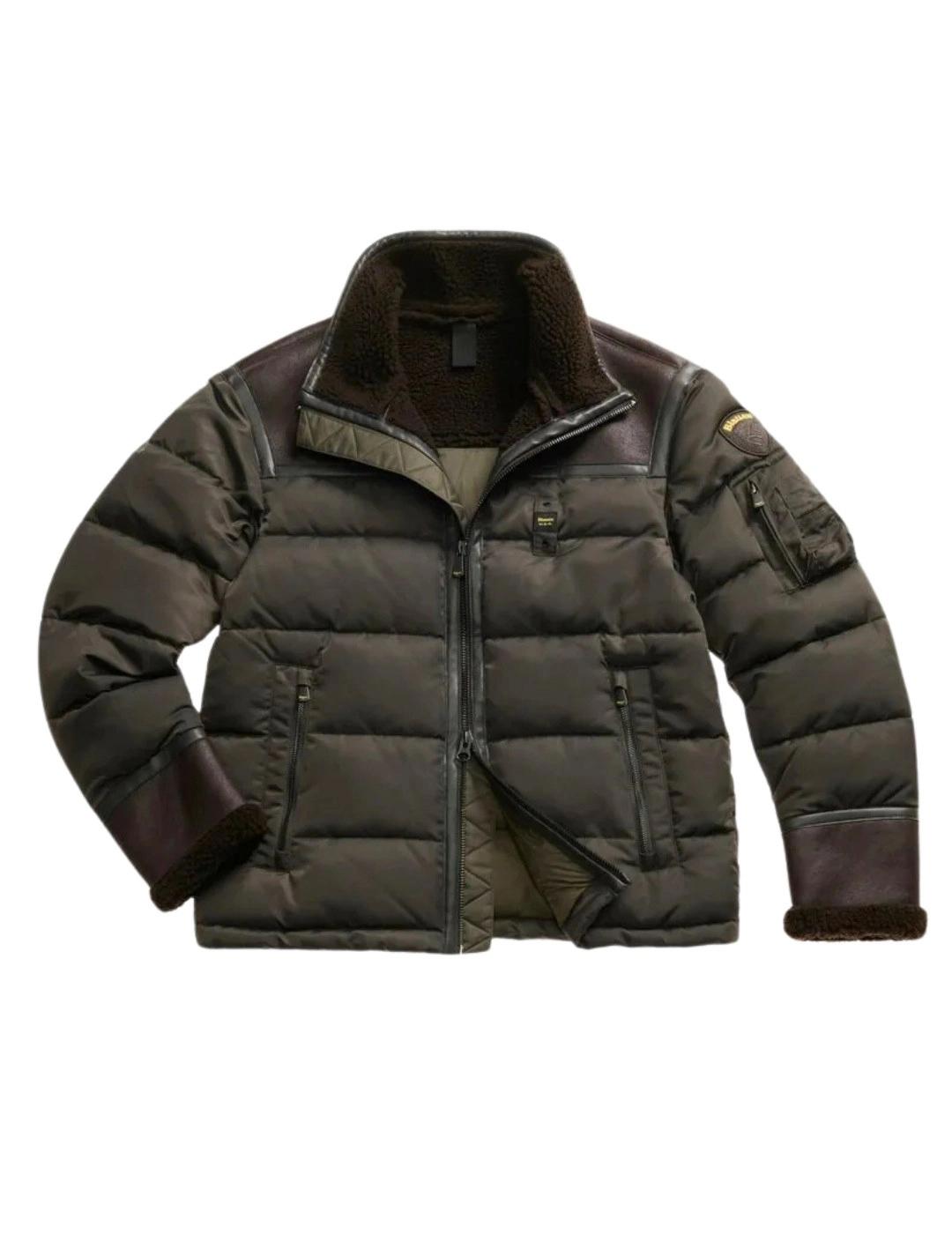 Blauer Chaqueta Organ de piel Negro oliva