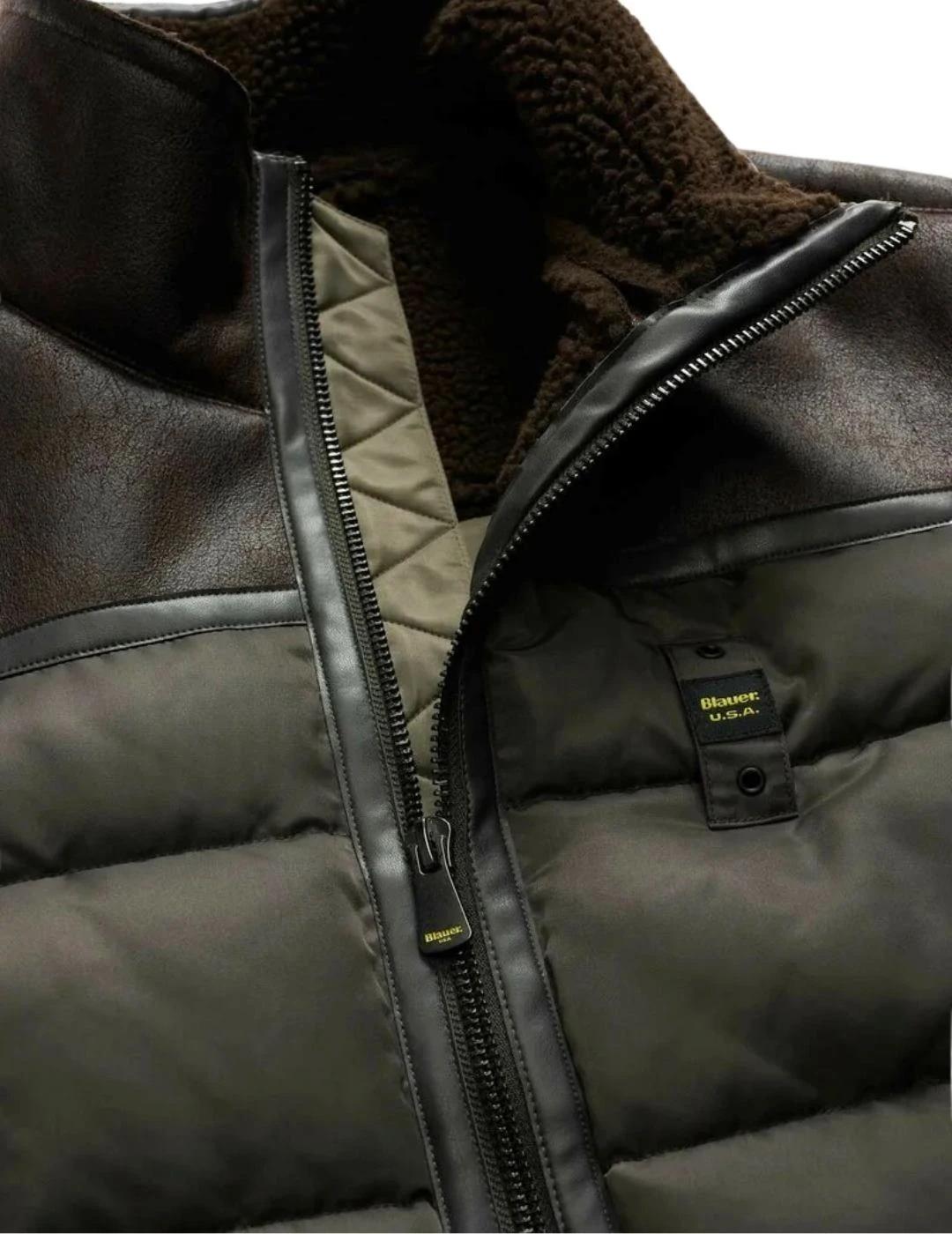 Blauer Chaqueta Organ de piel Negro oliva