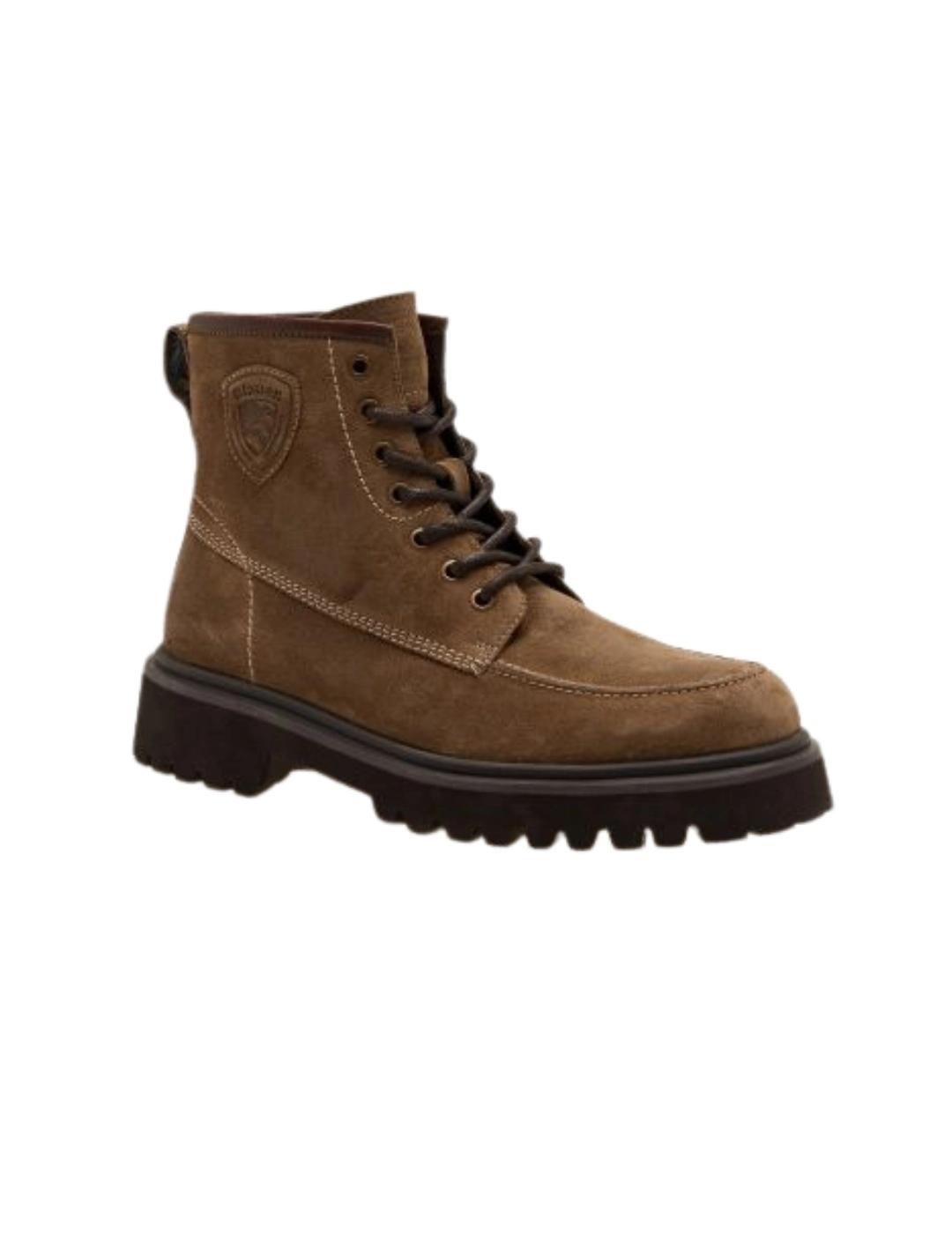Blauer Botas Marrones de piel
