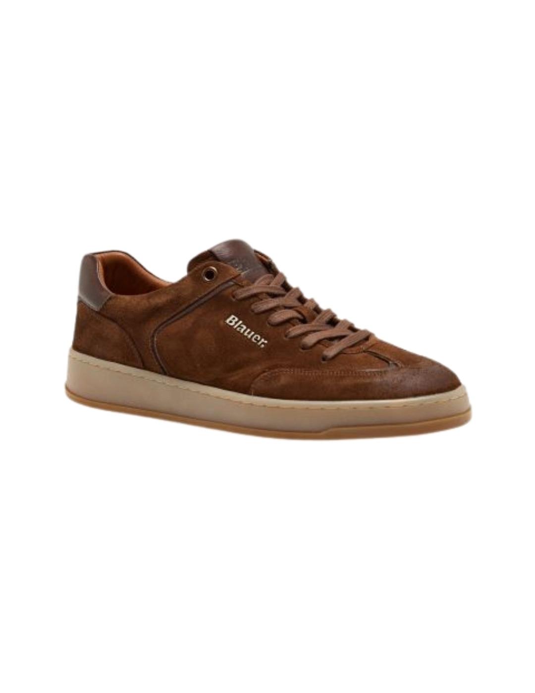 Blauer Zapatillas Marrones de piel
