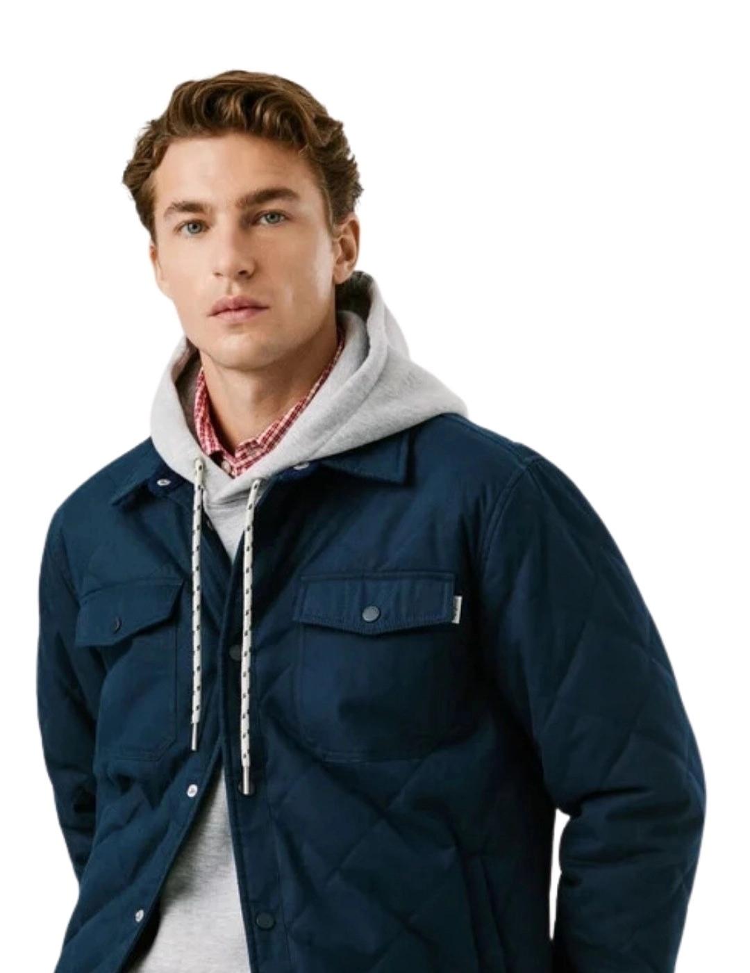 Pepe Jeans Abrigo Quilted Workshirt Azul marino