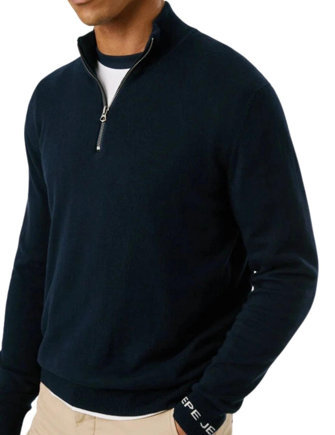 Pepe Jeans Jersey media cremallera Azul marino