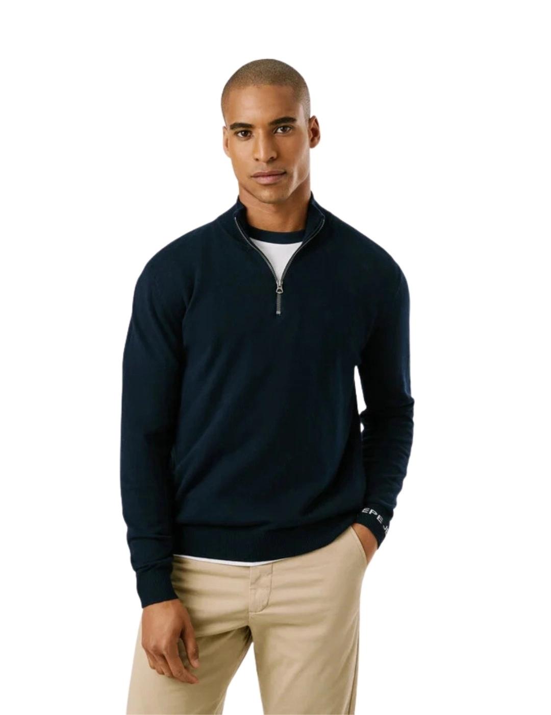 Pepe Jeans Jersey media cremallera Azul marino