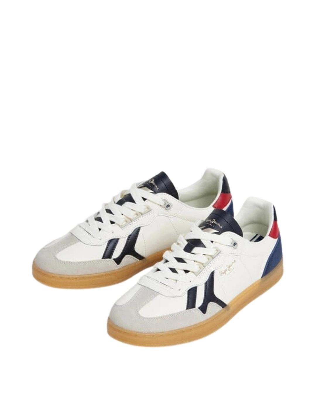 Pepe Jeans Zapatillas de piel con detalles en ante