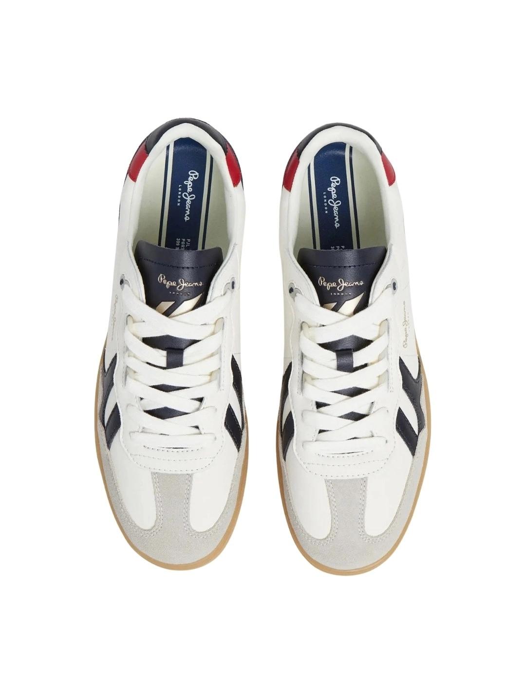 Pepe Jeans Zapatillas de piel con detalles en ante
