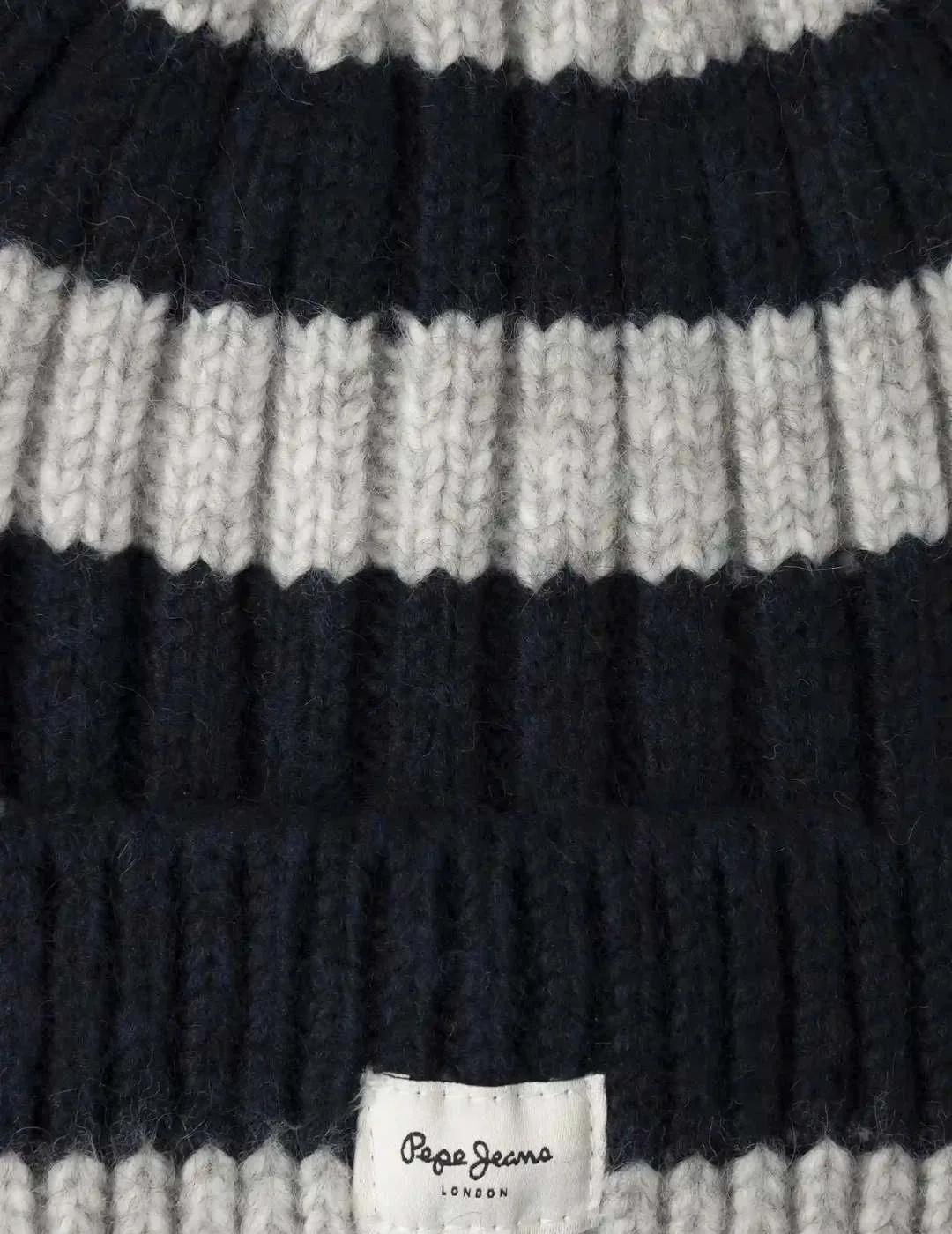 Pepe Jeans Gorro Faustin Rayas azul marino y gris
