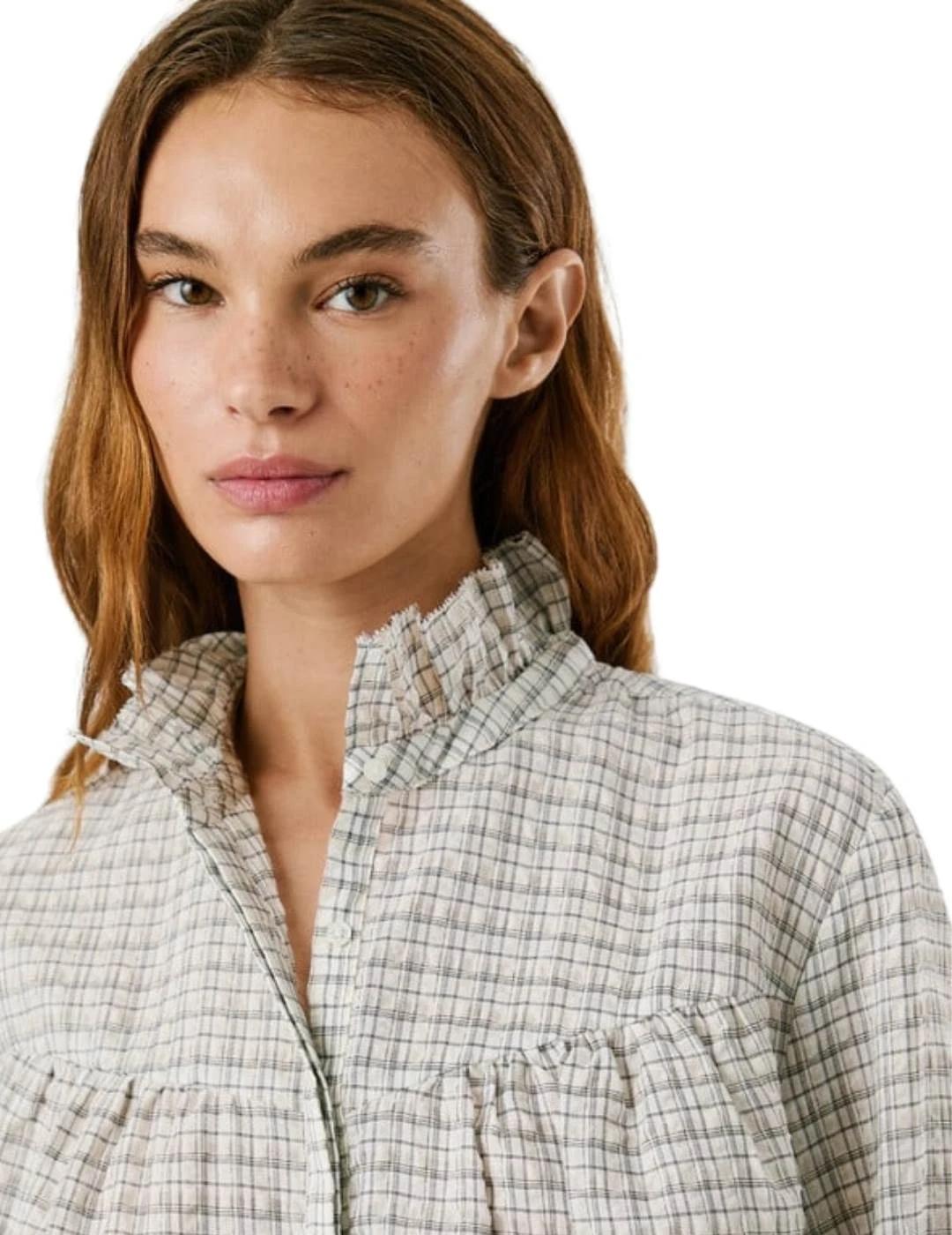 Pepe Jeans Camisa Marlena Blanca cuadros