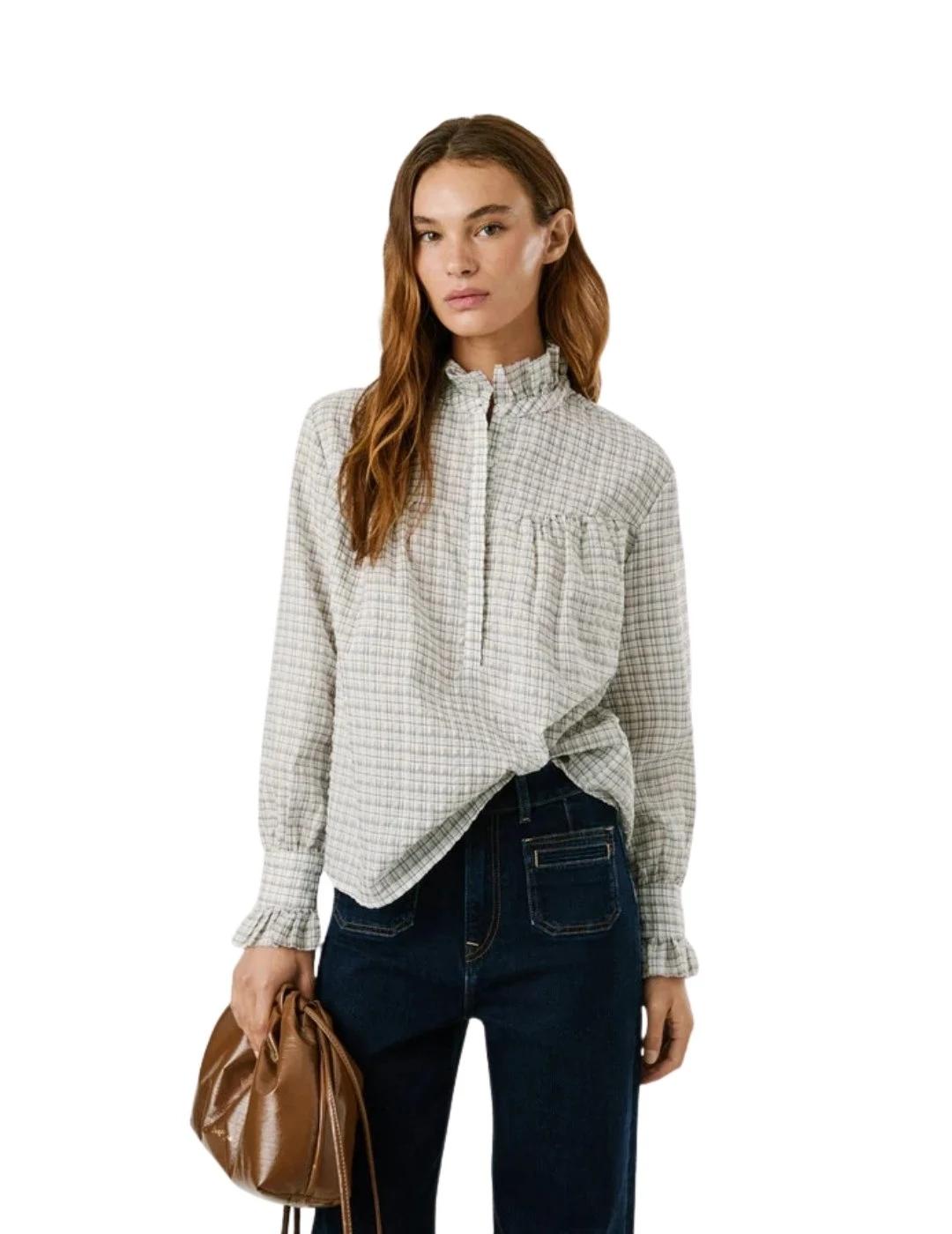 Pepe Jeans Camisa Marlena Blanca cuadros