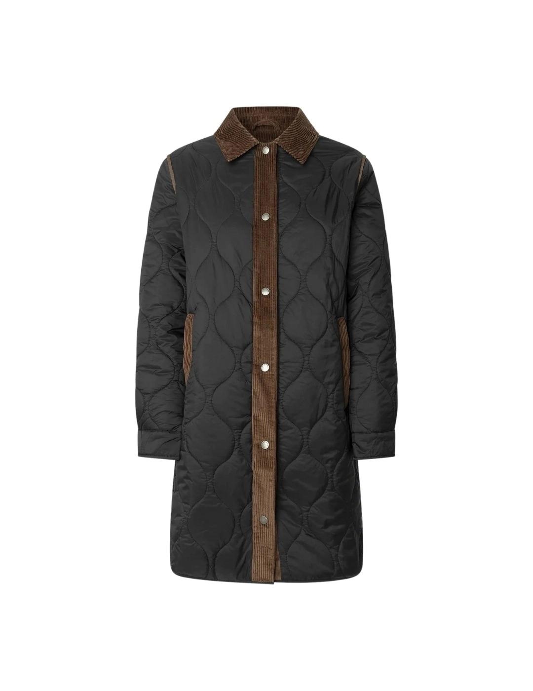 Pepe Jeans Abrigo Paola Long Negro y marrón