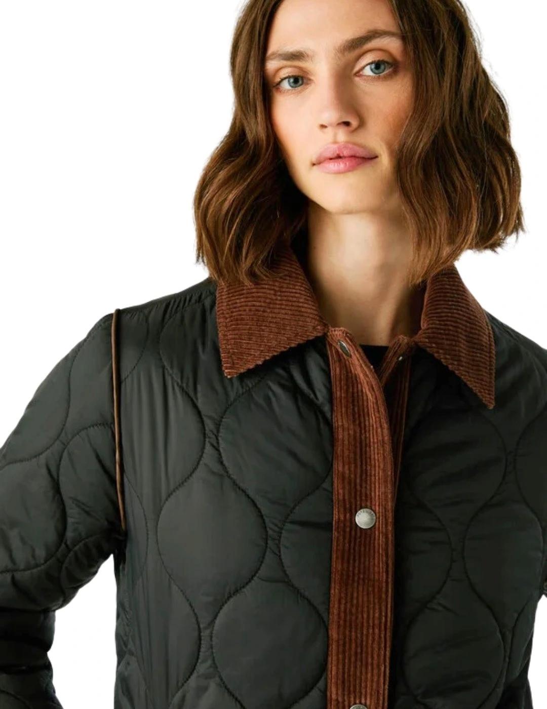 Pepe Jeans Abrigo Paola Long Negro y marrón