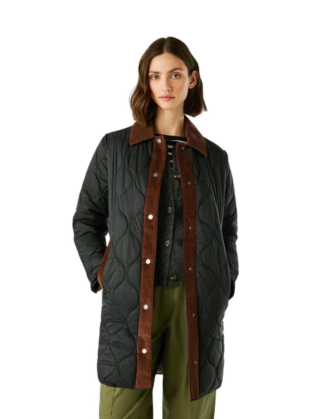 Pepe Jeans Abrigo Paola Long Negro y marrón