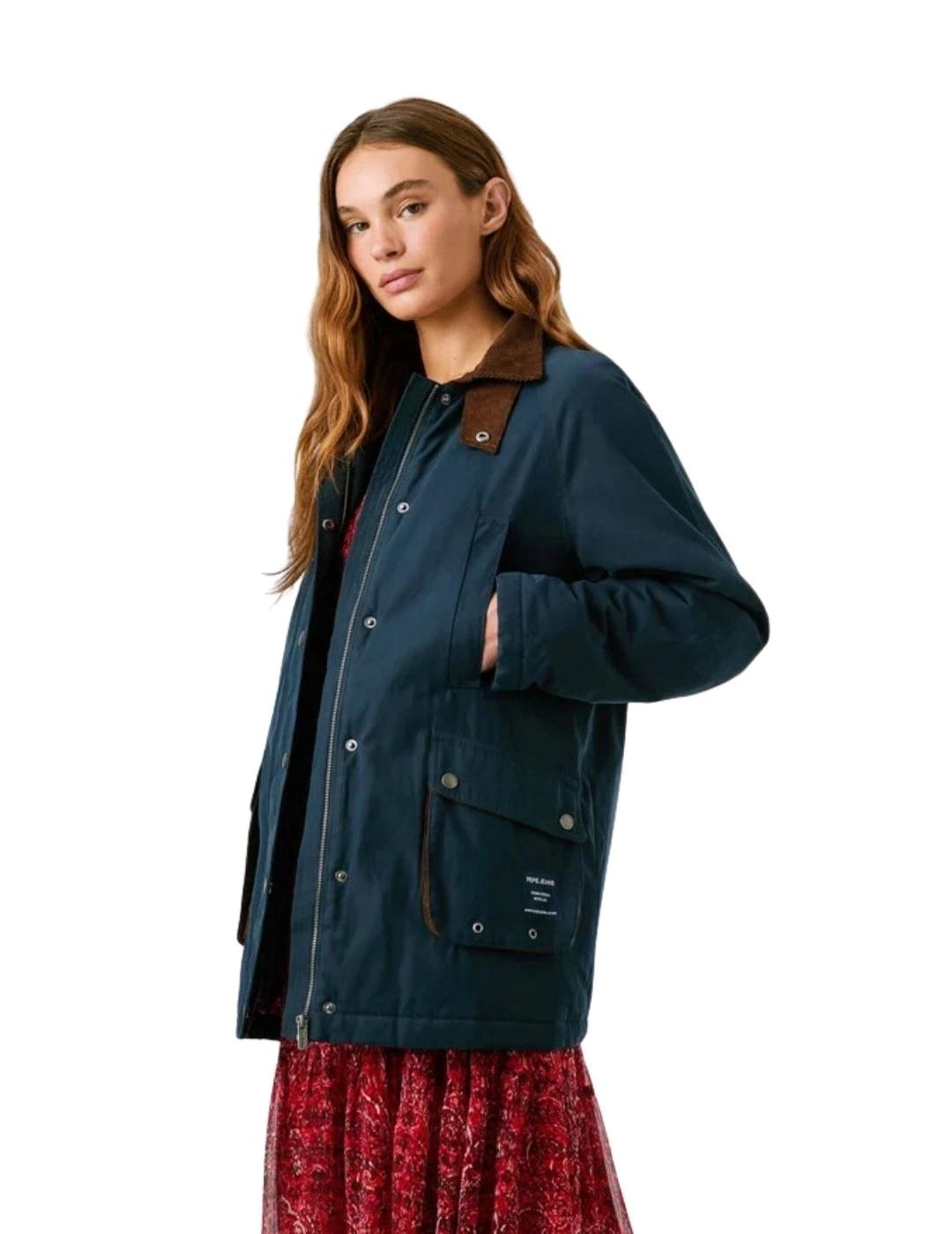 Pepe Jeans Abrigo Tess Azul marino Impermeable