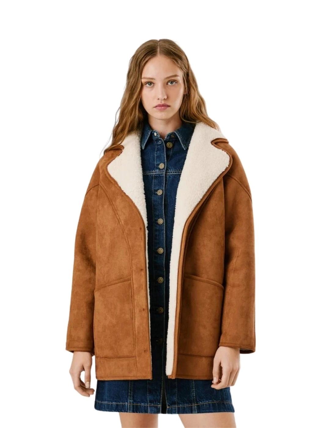 Pepe Jeans Abrigo de borreguito y ante Marrón