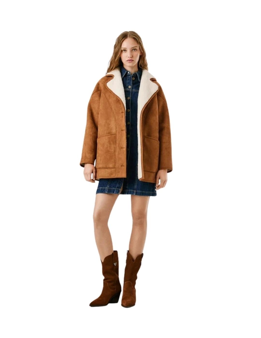 Pepe Jeans Abrigo de borreguito y ante Marrón