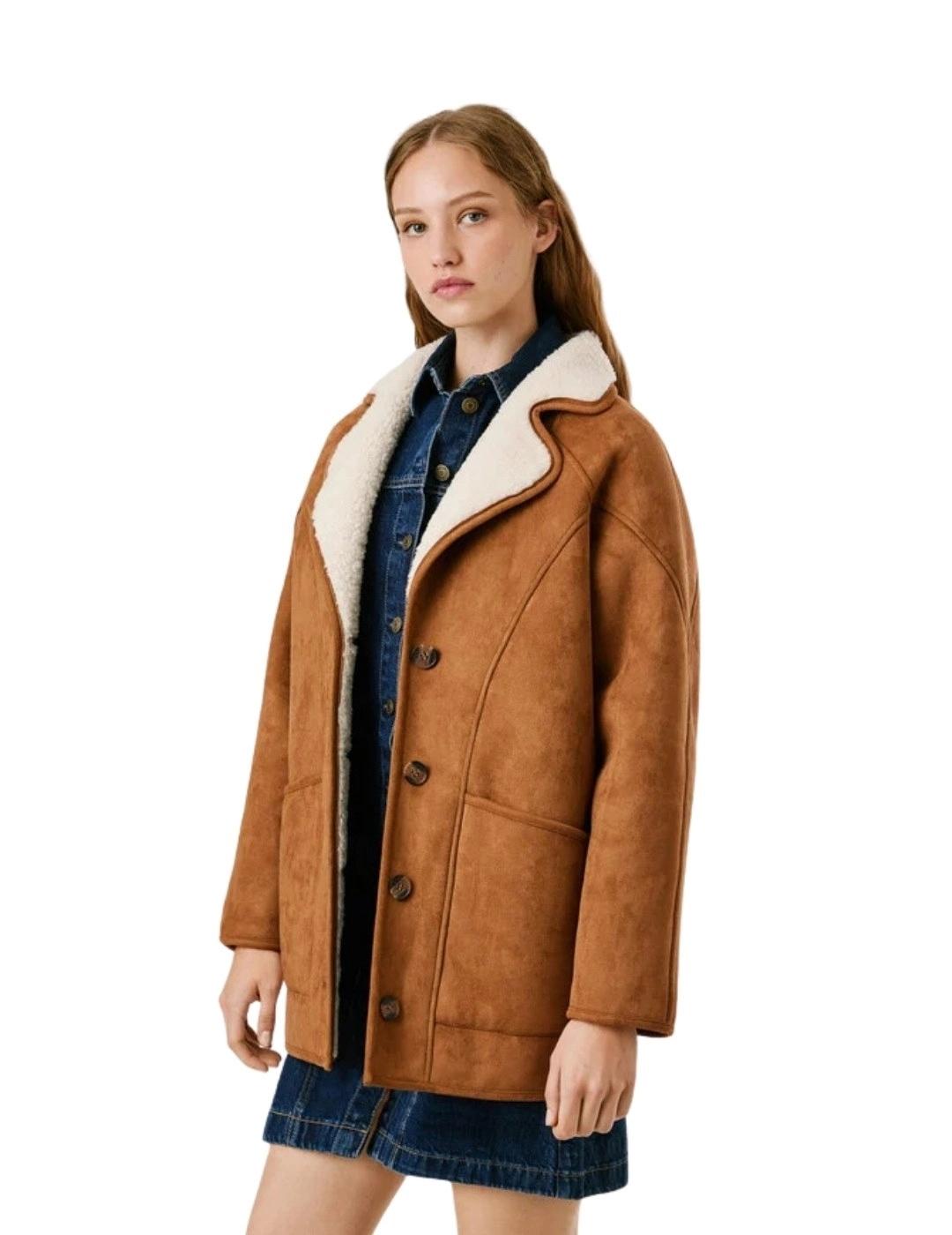 Pepe Jeans Abrigo de borreguito y ante Marrón