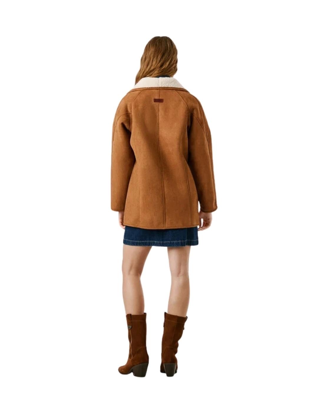 Pepe Jeans Abrigo de borreguito y ante Marrón