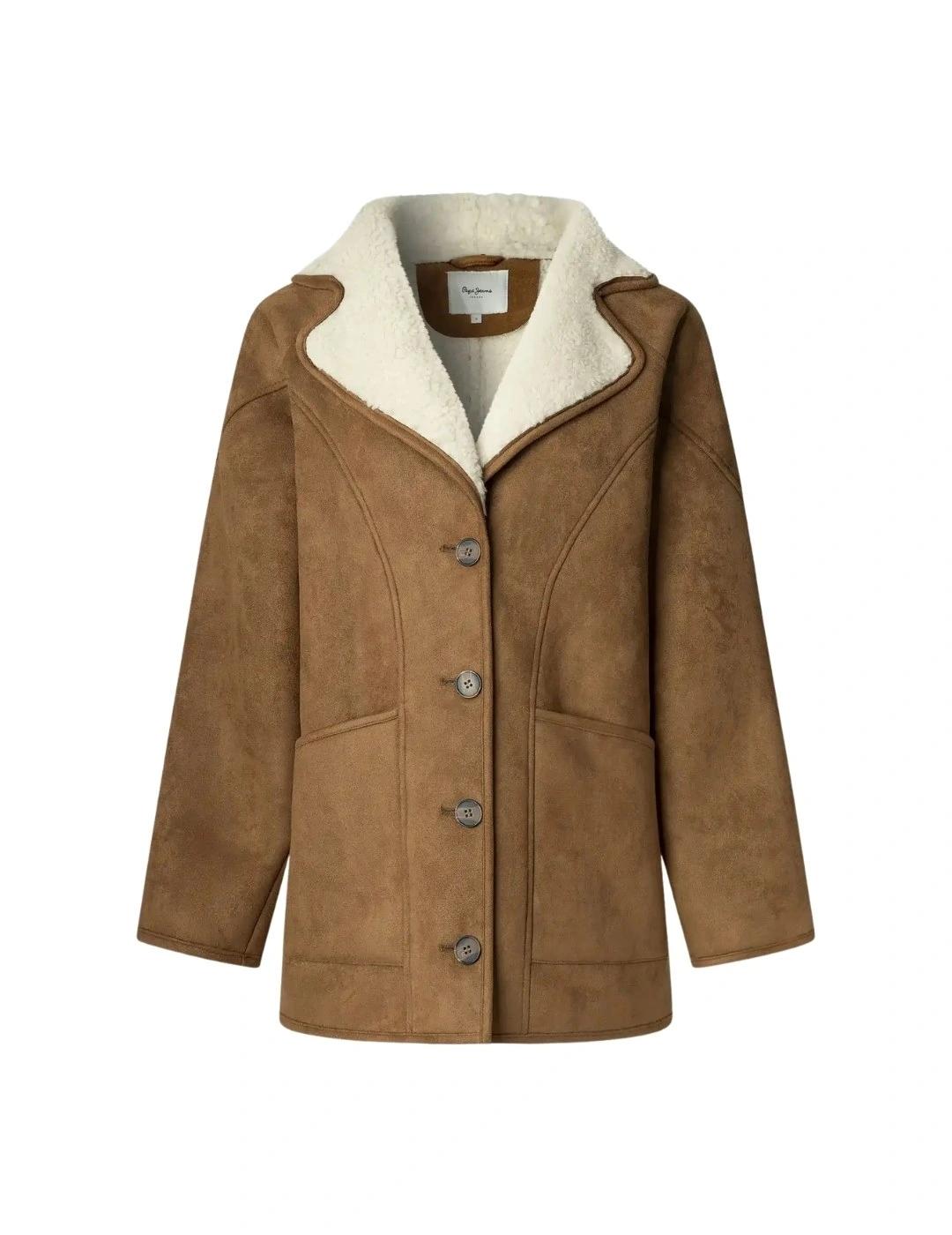 Pepe Jeans Abrigo de borreguito y ante Marrón